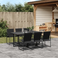 7 Piece Garden Dining Set Black Textilene