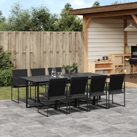 9 Piece Garden Dining Set Black Textilene