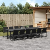 13 Piece Garden Dining Set Black Textilene