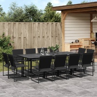 13 Piece Garden Dining Set Black Textilene