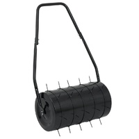 Garden Lawn Roller Pull with Aerator Clamps Black 42 L Iron and Steel