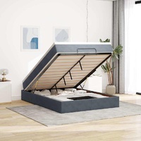 Ottoman Bed with Mattress Dark Grey Double Velvet
