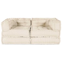 Modular Sofa Unit 2 pcs Cream 140 x 70 x 56 cm Fabric