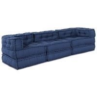 Modular Sofa Unit 3 pcs Indigo Fabric