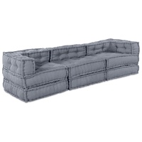 Modular Sofa Unit 3 pcs Grey Fabric