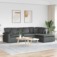 Modular Sofa with Footstool&Cushions Fabric Dark Grey