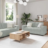 2 Piece Sofa Set with Cushions Light Grey Velvet