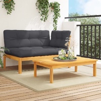 2 Piece Garden Pallet Sofa Set with Cushions Solid Wood Acacia