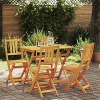 Garden Bistro Set Folding 5 pcs Brown Solid Acacia Wood