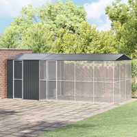 Bird Aviary with Extension Anthracite 310x640x247 cm Steel
