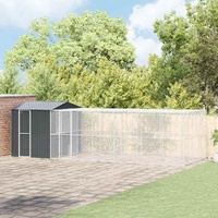 Bird Aviary with Extension Anthracite 310x817x247 cm Steel