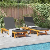 Sun Lounger 2 pcs Brown 65 x 199 x 84 cm Solid Acacia Wood