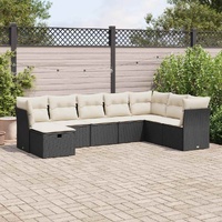 8 Piece Garden Sofa Set with Cushions Black Poly Rattan