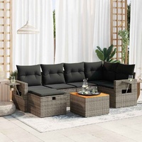 7 Piece Garden Sofa Set with Cushions Grey Poly Rattan