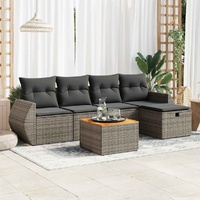 6 Piece Garden Sofa Set with Cushions Grey Poly Rattan