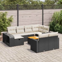 11 Piece Garden Sofa Set with Cushions Black Poly Rattan