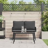 2 Piece Garden Dining Set with Cushions Black Poly Rattan