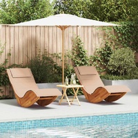 Sun Lounger with Cushion 2-person 2 pcs Brown Solid Acacia Wood