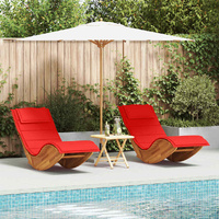 Sun Lounger with Cushion 2-person 2 pcs Brown Solid Acacia Wood