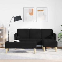 2 Piece Sofa Set with Cushions in Black Fabric