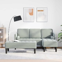 Garden Sofa with Bench and Cushions L-Shaped Light Grey Velvet