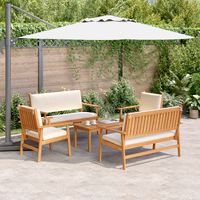 5 Piece Garden Sofa Set with Cushions Solid Wood Acacia