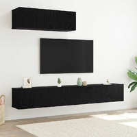 TV Cabinet Set Wall-mounted 3 pcs Black Oak Engineered Wood