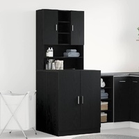 Washing Machine Cabinet 2 pcs Black Oak 70,5 x 71,5 x 181,5 cm