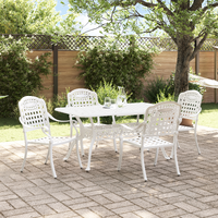 5 Piece Garden Dining Set White Cast Aluminium