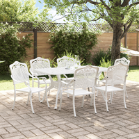 7 Piece Garden Dining Set White Cast Aluminium