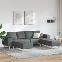Living Room Couch 3 pcs Dark Grey Polyester