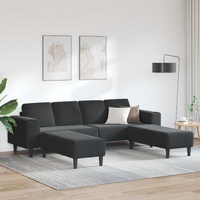 Living Room Couch 3 pcs Black 250 x 188 x 76 cm