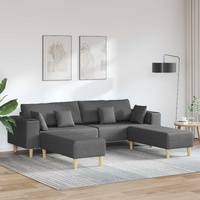 Sofa with Cushion 3 pcs Dark Grey Fabric