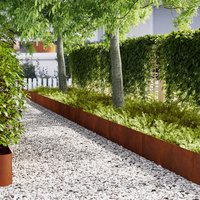 Lawn Edging 50 pcs Rusty 100 x 0.05 x 30 cm Weathering Steel
