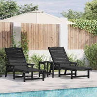 Sun Lounger 2 pcs Black 195.5 x 53 x 98.5 cm Polyethylene