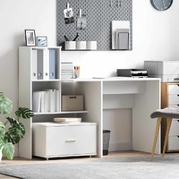 Desk with Drawer White 131,5 x 50 x 106,5 cm Engineered Wood