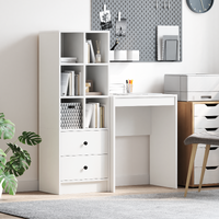 Desk with Drawer with Shelf with Storage 2 pcs White