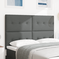 Headboard Button Tufted Dark Grey 140 cm Fabric