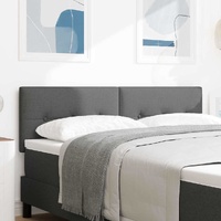 LED Headboard with LED Strip Lights Dark Grey 160 cm Fabric