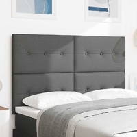 LED Headboard with LED Strip Lights Dark Grey 144 cm Fabric