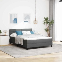 Box Spring Bed Dark Grey and White 152 x 203 cm Fabric