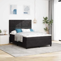 Box Spring Bed Black and White 137 x 187 cm Velvet