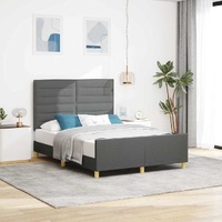 Bed Frame with Headboard Dark Grey 152 x 203 cm Fabric