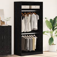 Wardrobe with Shelf Black Oak 100 x 50 x 200 cm Engineered Wood