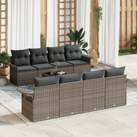 9 Piece Garden Sofa Set with Cushions Grey Poly Rattan