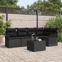 6 Piece Garden Sofa Set with Cushions Beige Poly Rattan