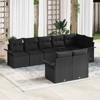 8 Piece Garden Sofa Set with Cushions Black Poly Rattan