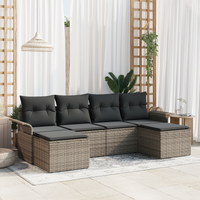 6 Piece Garden Sofa Set with Cushions Grey Poly Rattan