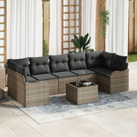 8 Piece Garden Sofa Set with Cushions Grey Poly Rattan