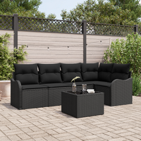 6 Piece Garden Sofa Set with Cushions Beige Poly Rattan